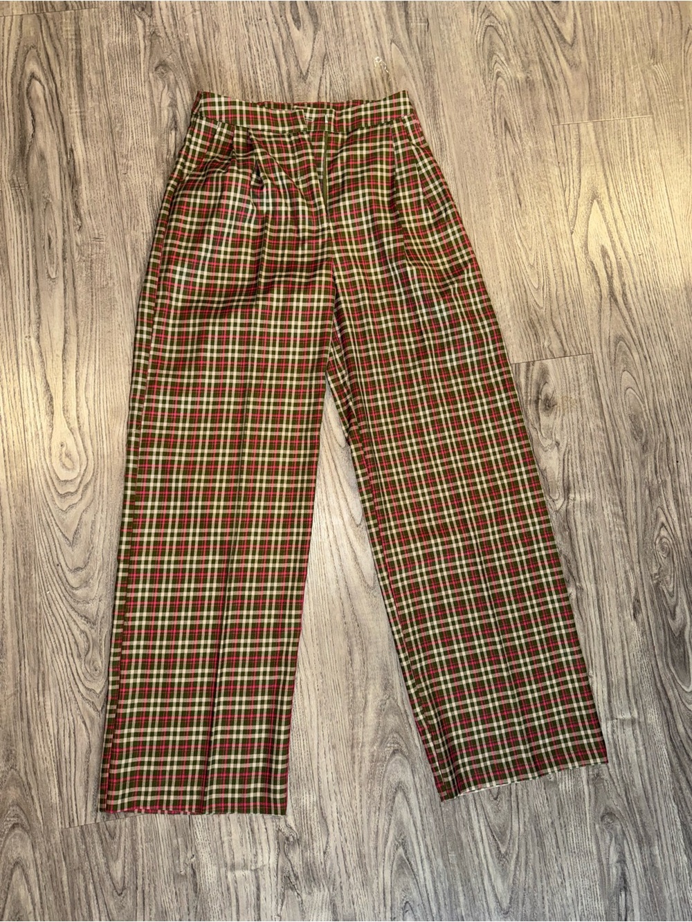 Nasty Gal  pink & Green Plaid Wide-Leg Pants